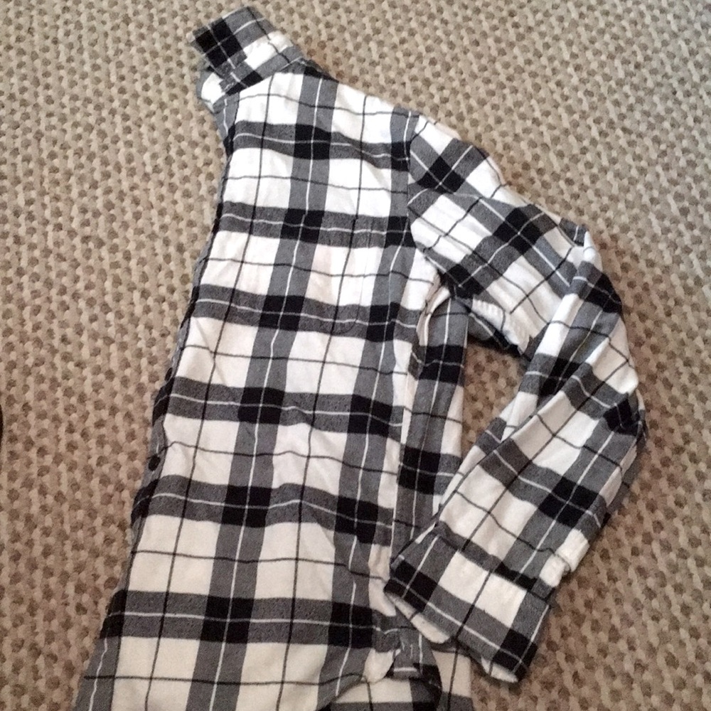 Black and white flannel button-down shirt